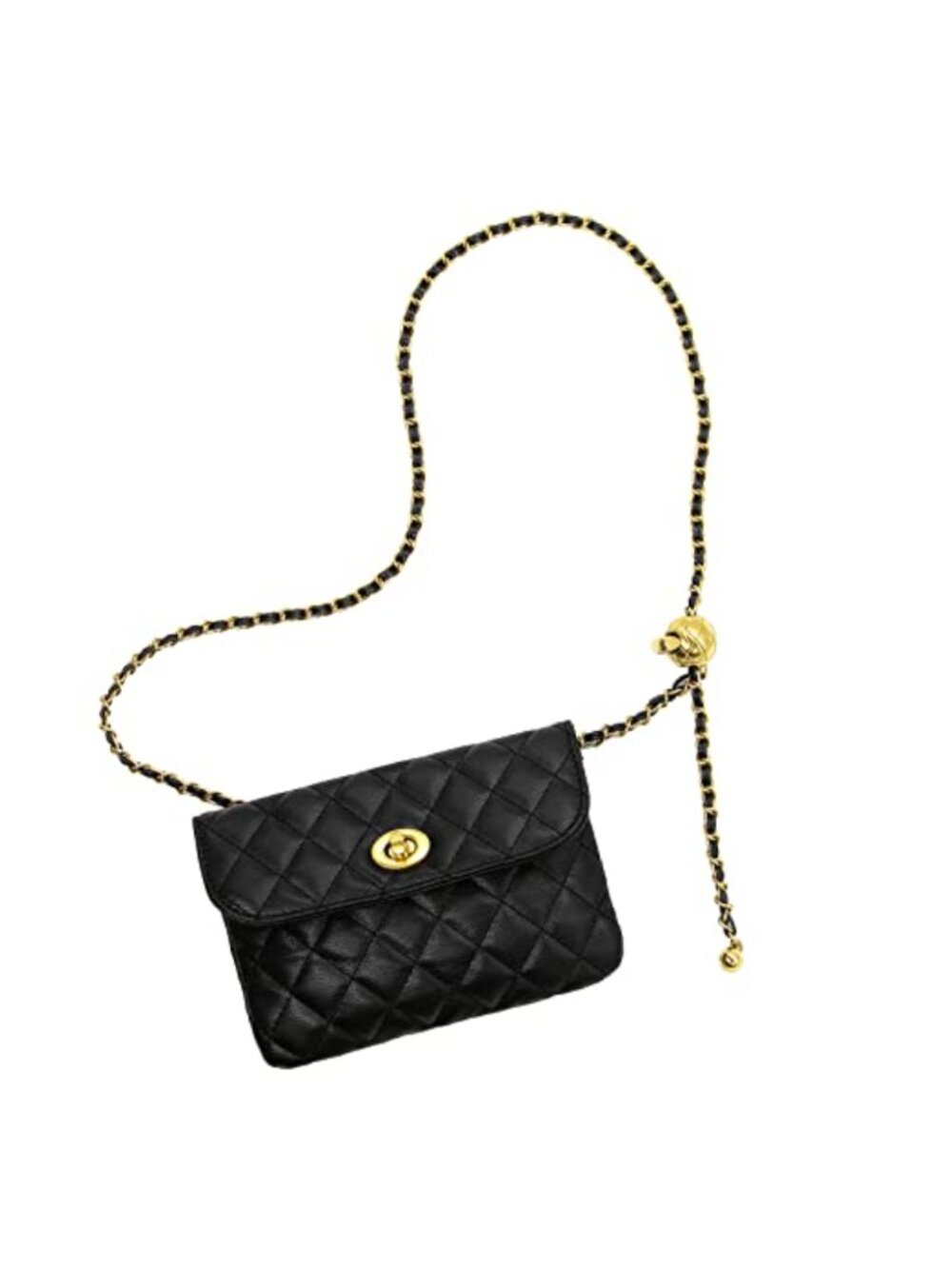PU Leather Chain Belt Bag Crossbody Waist Fanny Pack Detachable Evening Mini